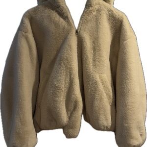 Zara Cream Fleece Puffer Jacket Reversible